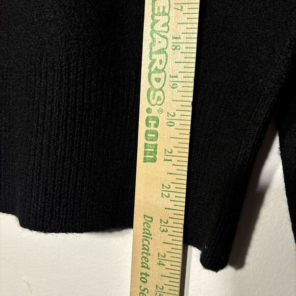 J. Crew Sweater Black Wool Pullover Bead Shoulders Long Sleeve Back Zip Size M - Picture 7 of 13